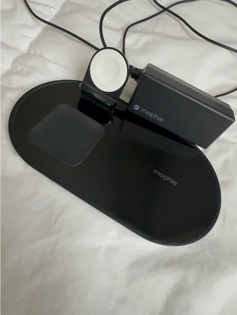 Morphine Black Dual Wireless Charging Pad with Apple Watch Stand